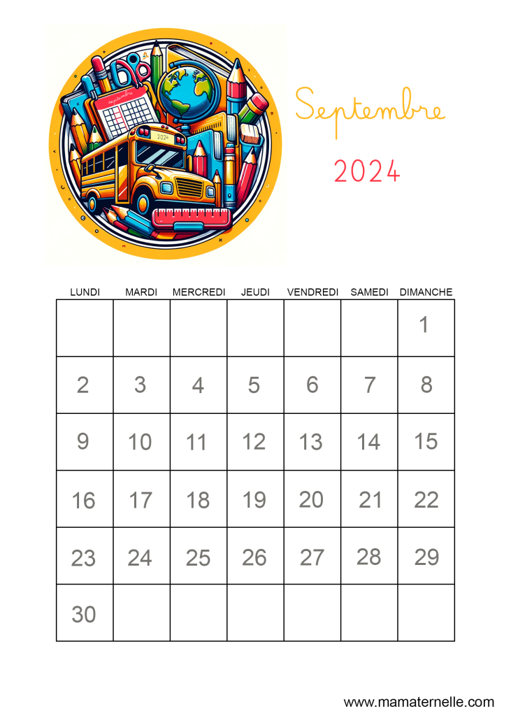 Activités - Calendrier Septembre 2024