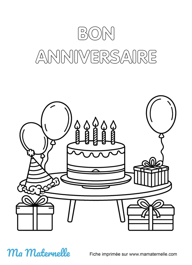 Activités - Coloriage bon anniversaire