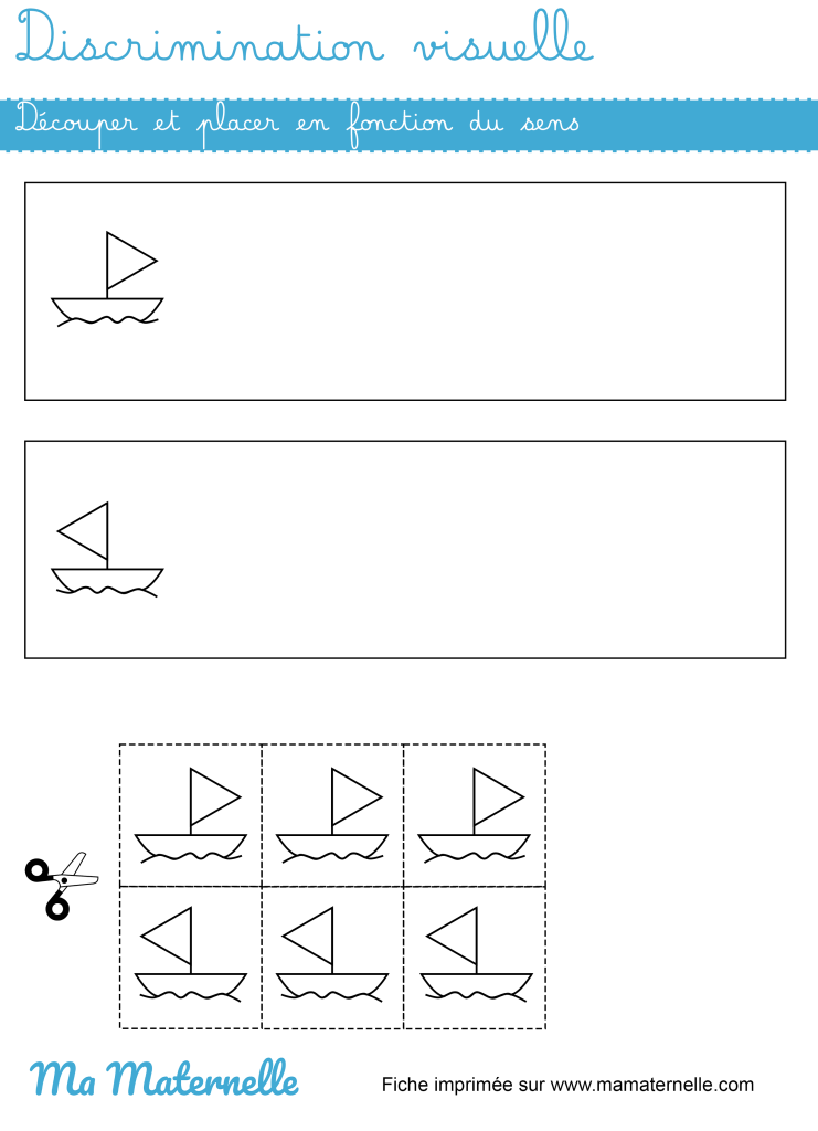 Moyenne section - Discrimination visuelle : découper et coller en fonction du sens