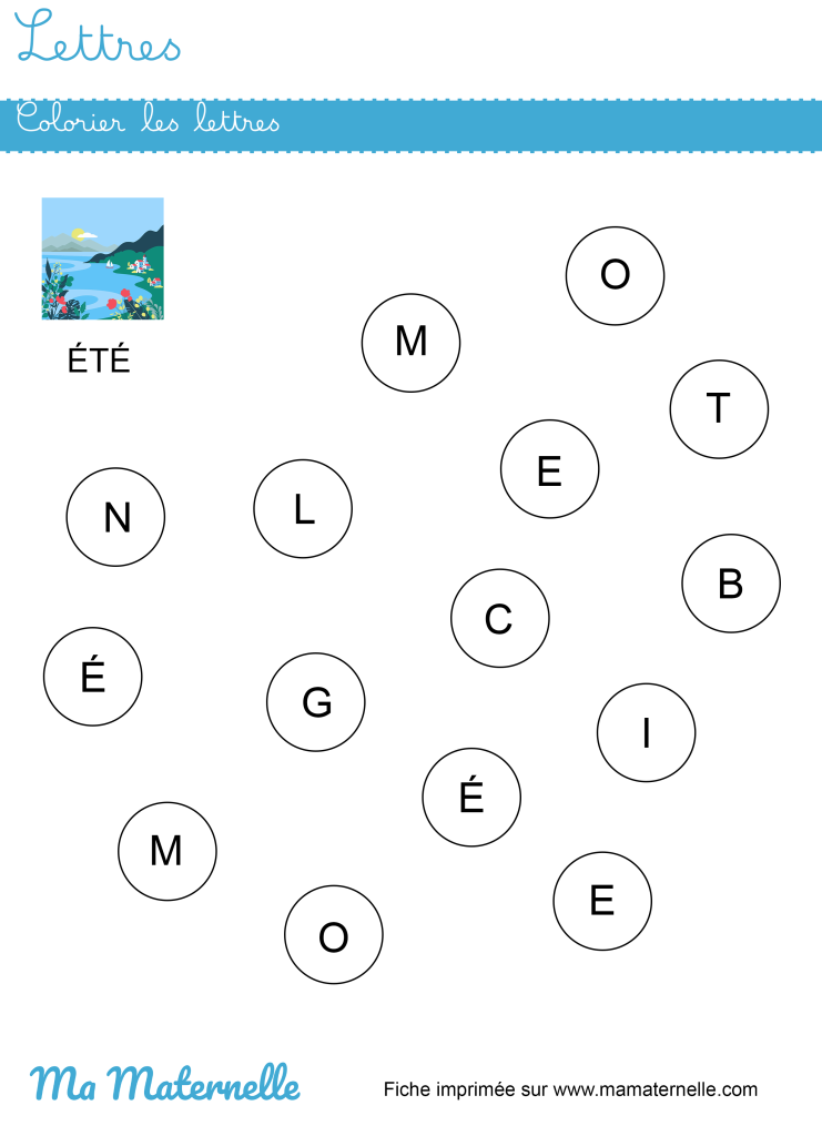 Petite section - Lettres : colorier les lettres