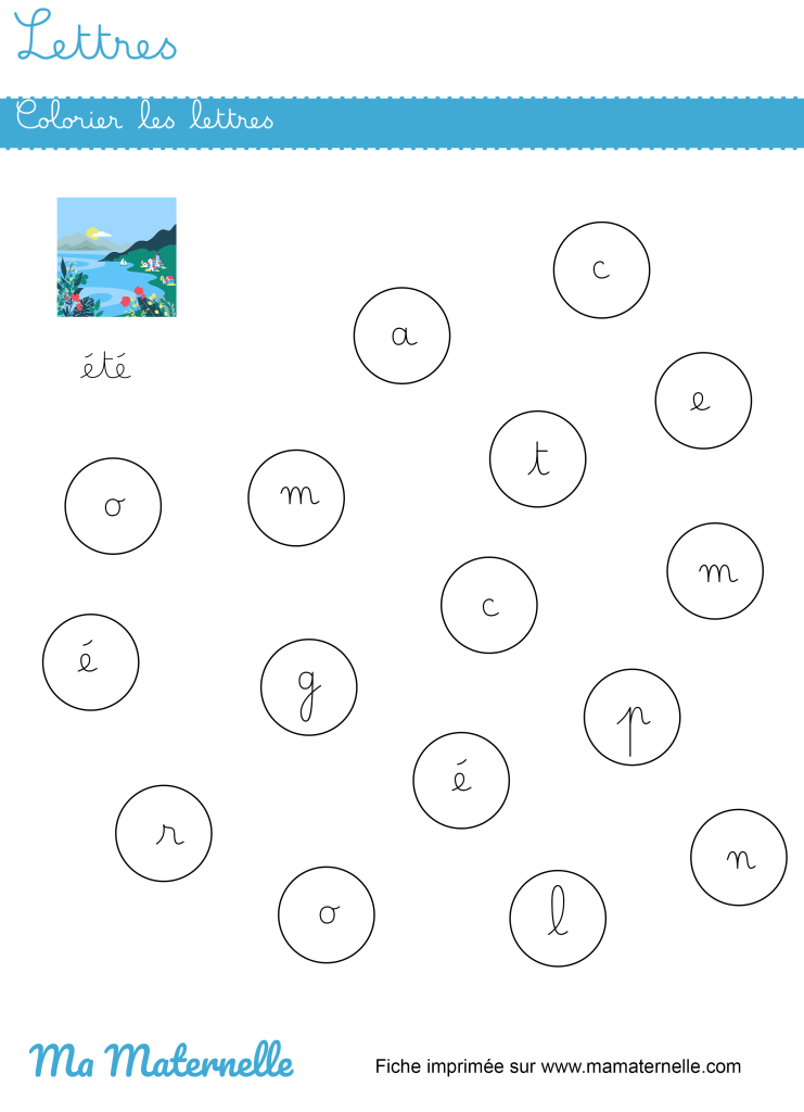 Grande section - Lettres : colorier les lettres