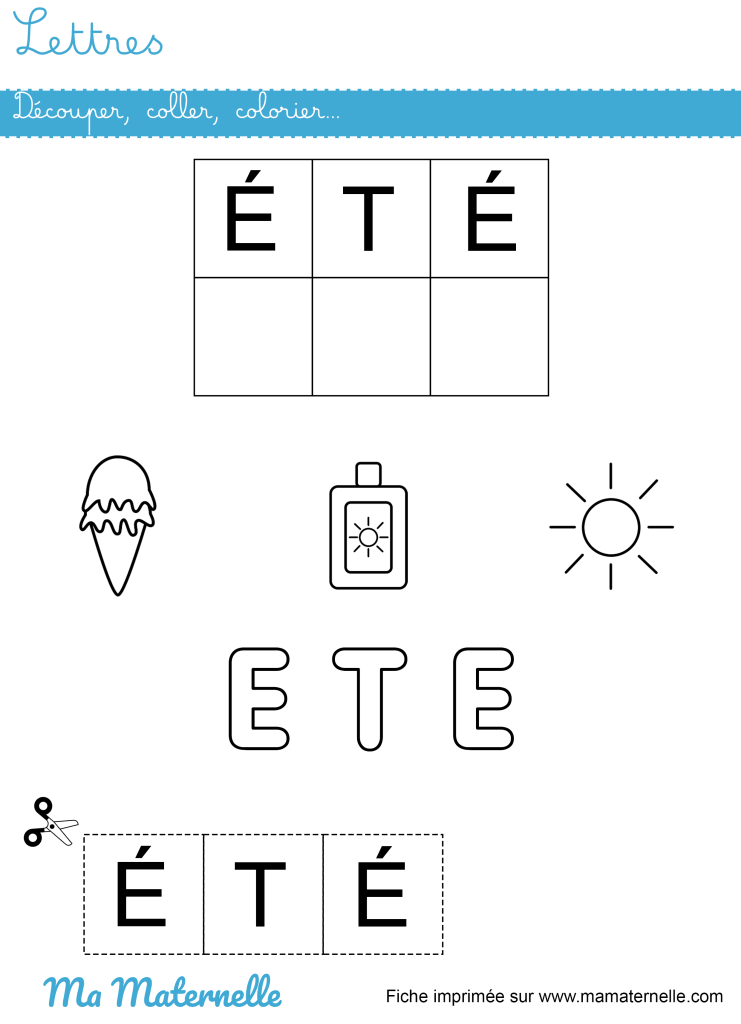 Petite section - Lettres : découper, coller, colorier