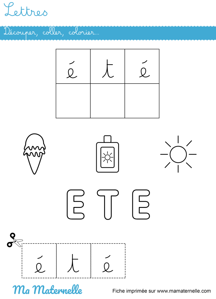 Grande section - Lettres : découper, coller, colorier