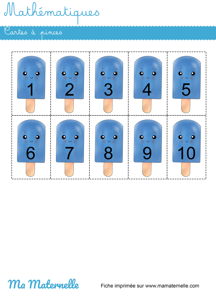 Grande section - Mathématiques : cartes à pinces