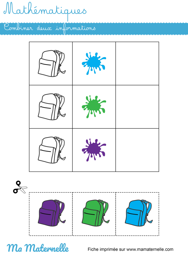 Moyenne section - Mathématiques : combiner deux informations