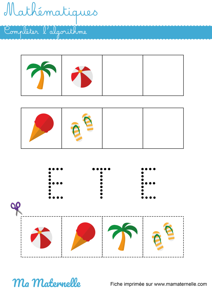 Moyenne section - Mathématiques : compléter l’algorithme