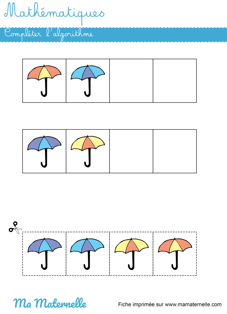 Moyenne section - Mathématiques : compléter l’algorithme