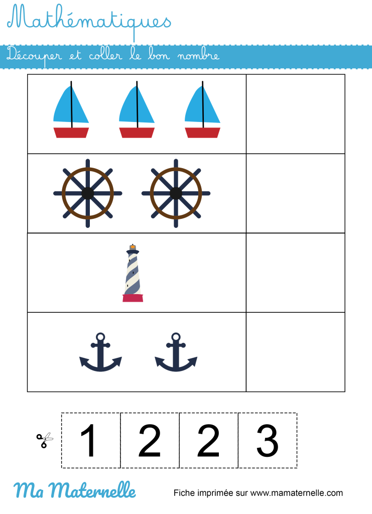 Petite section - Mathématiques : découper et coller