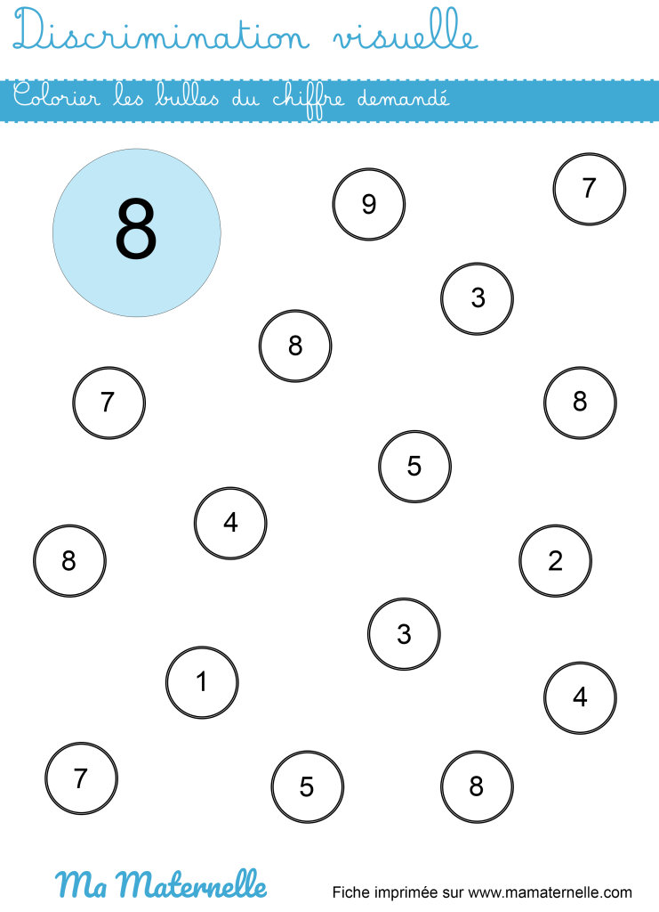 Grande section - Discrimination visuelle : colorier les bulles