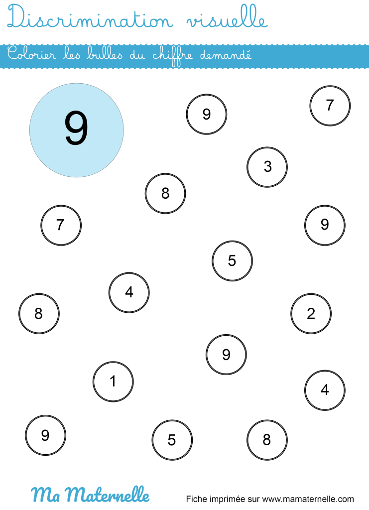 Grande section - Discrimination visuelle : colorier les bulles