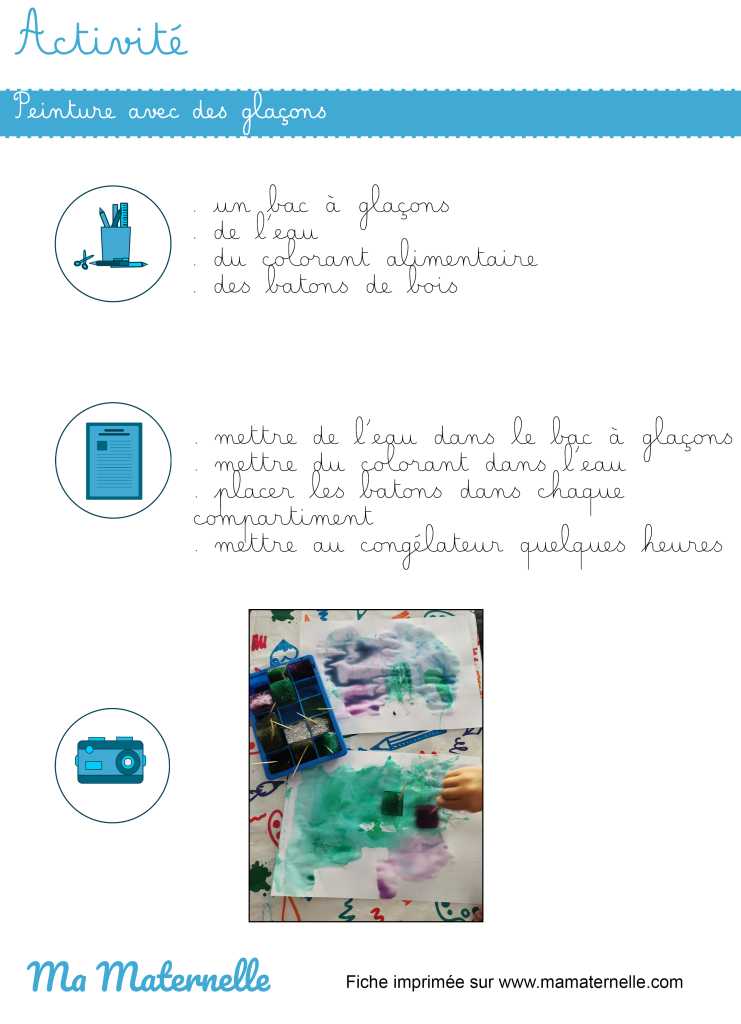 Activités - Activité : peinture avec des glaçons