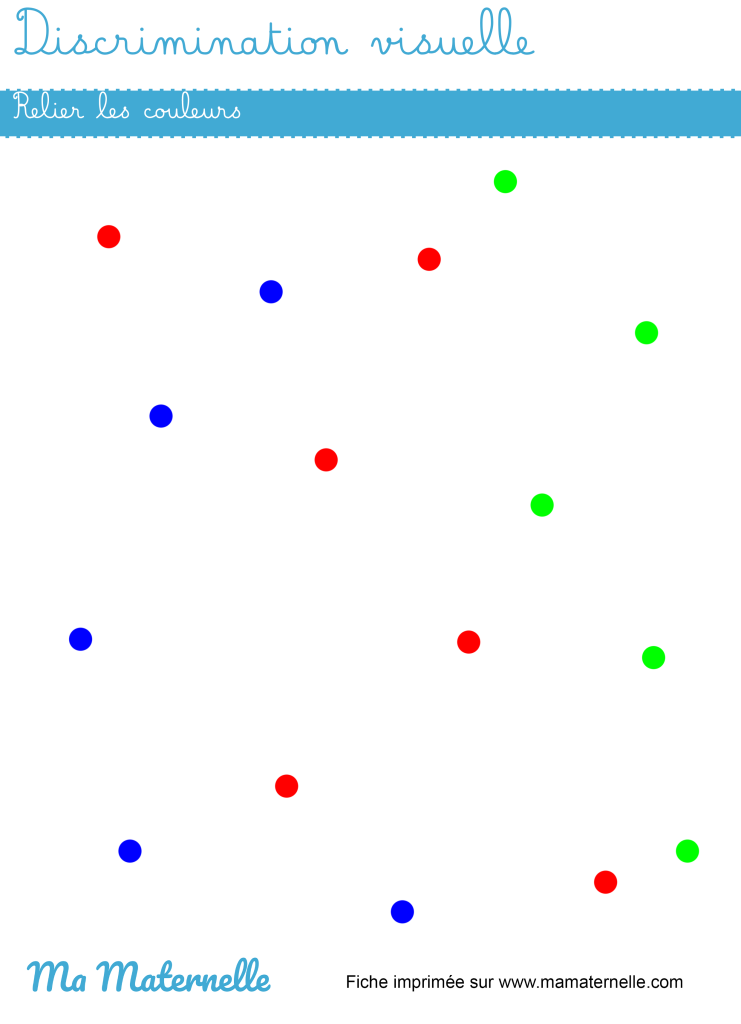 Moyenne section - Discrimination visuelle : relier les couleurs