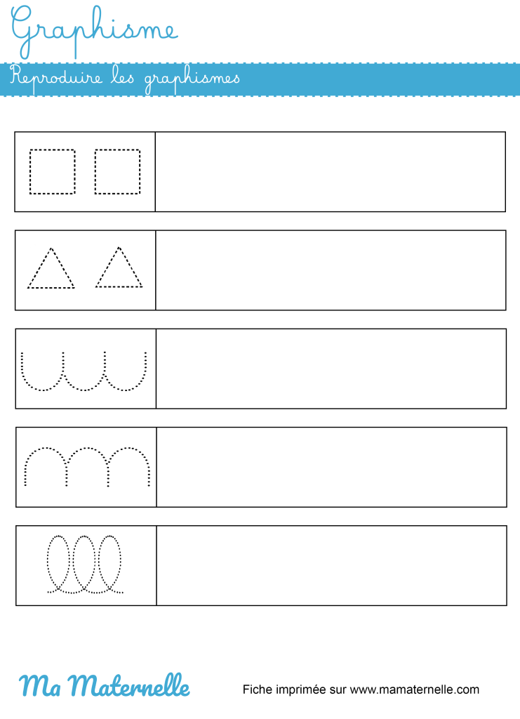 Grande section - Graphisme : reproduire les graphismes