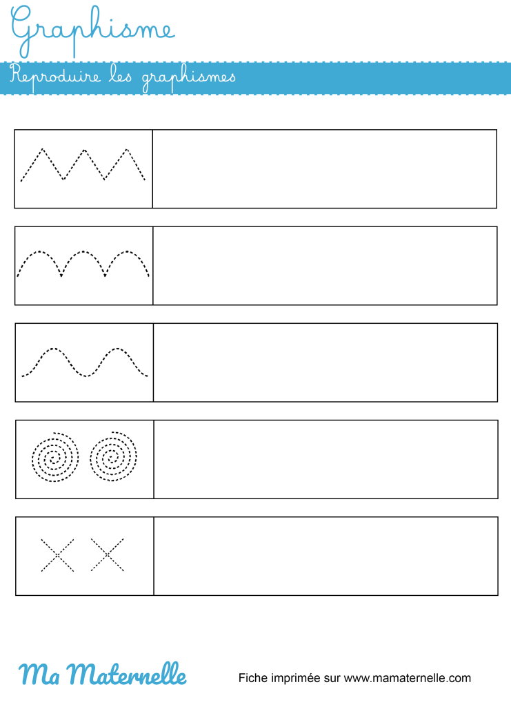 Grande section - Graphisme : reproduire les graphismes