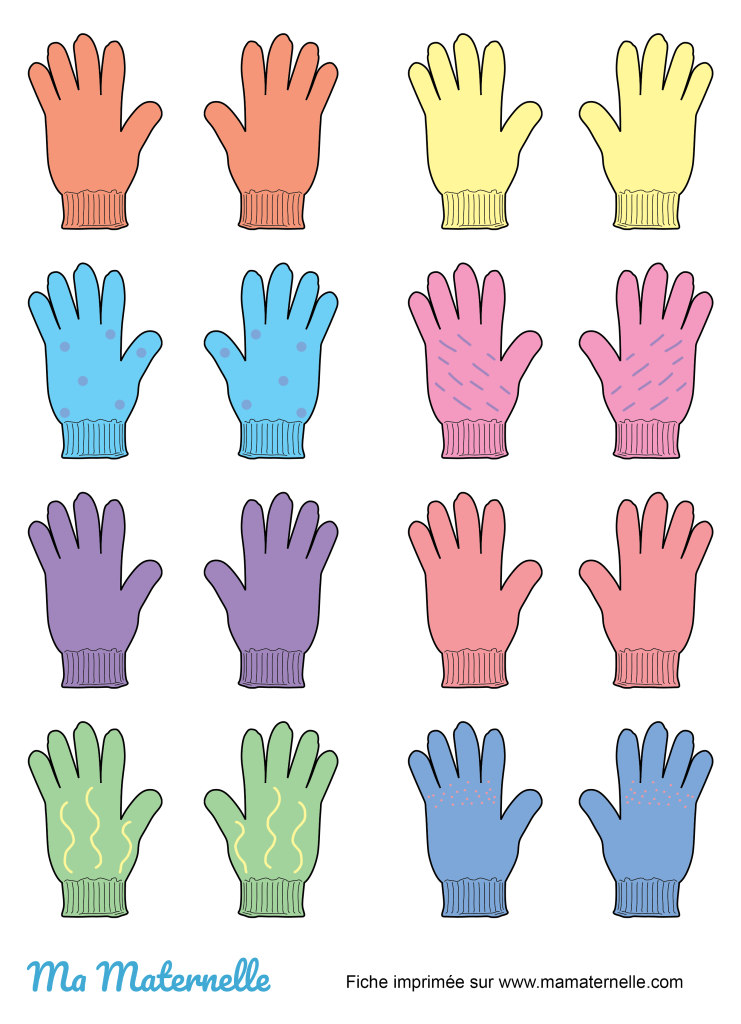 Activités - Jeu : assembler les paires de gants