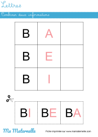 Grande section - Lettres : tableau à double entrées