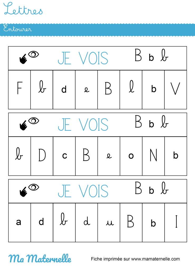 Grande section - Lettres : entourer les lettres vues