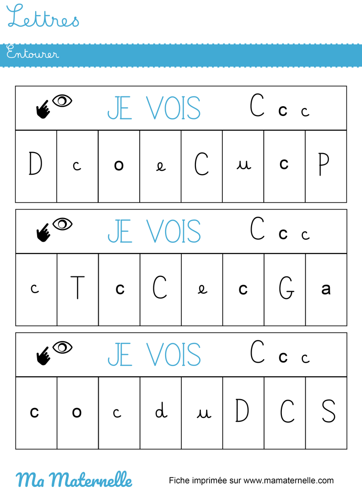 Grande section - Lettres : entourer les lettres vues