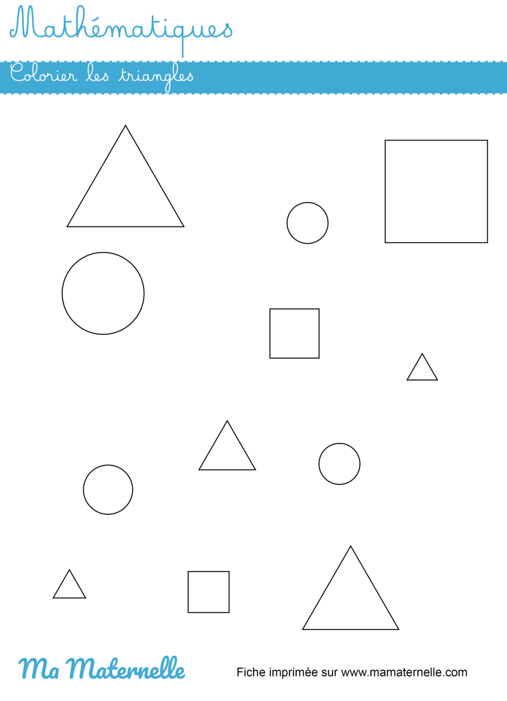 Petite section - Mathématiques : colorier les triangles