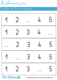 Grande section - Mathématiques : compléter les bandes numériques