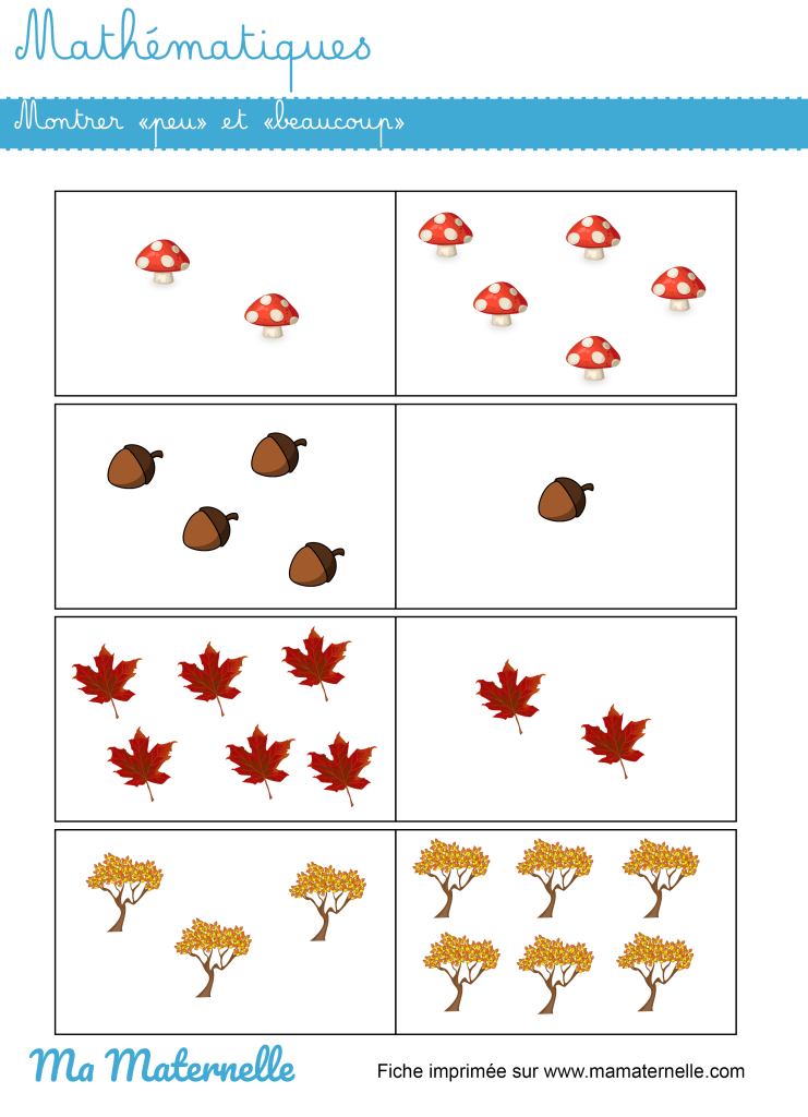 Petite section - Mathématiques : montrer « peu » et « beaucoup »