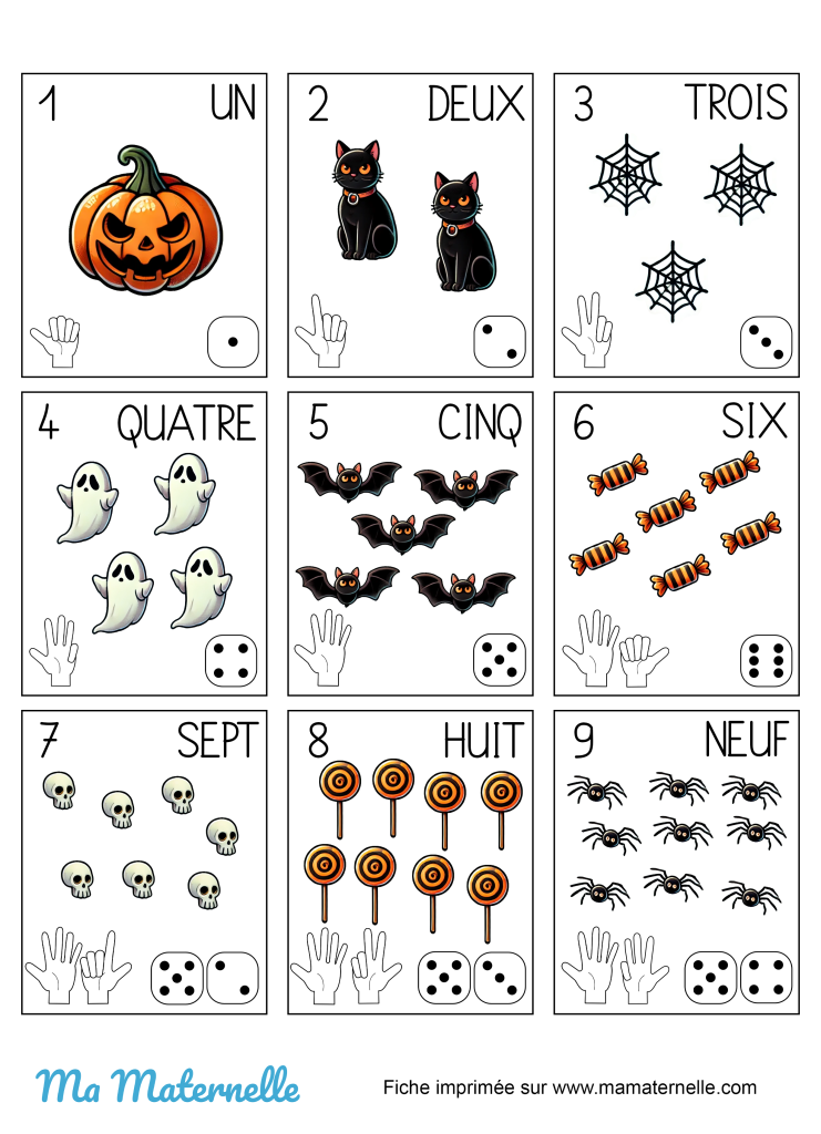 Grande section - Mathématiques : les nombres version halloween