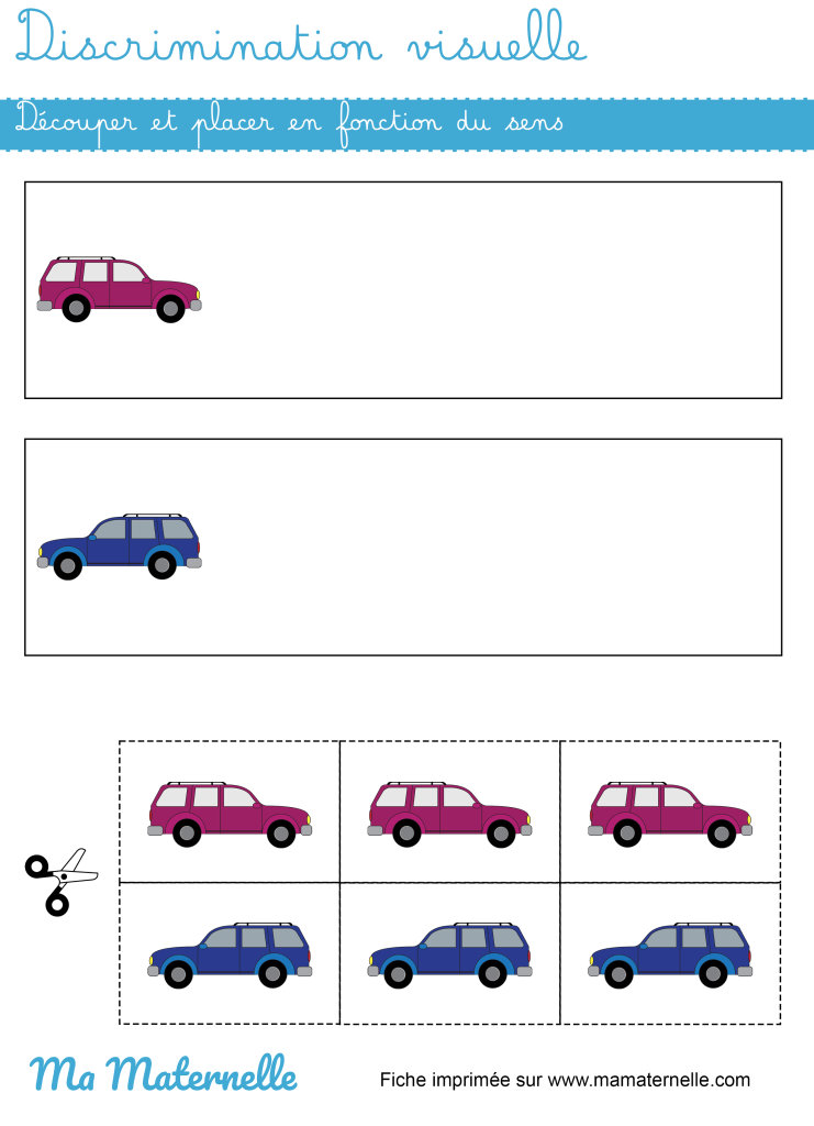 Moyenne section - Discrimination visuelle : découper et placer en fonction du sens