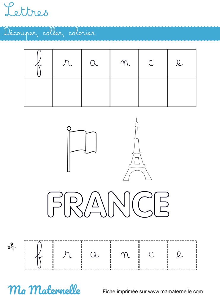 Grande section - Lettres : découper, coller, colorier