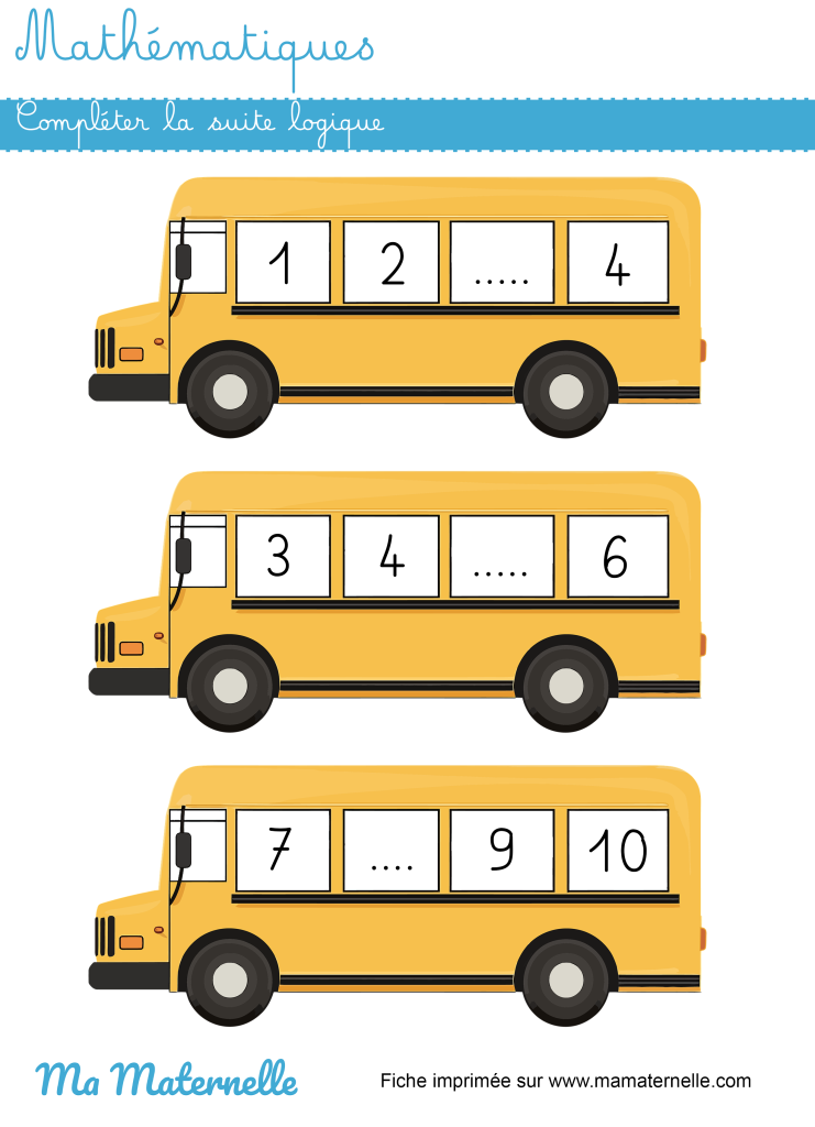 Grande section - Mathématiques : compléter la suite logique