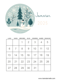 Activités - Calendrier vierge janvier 2025