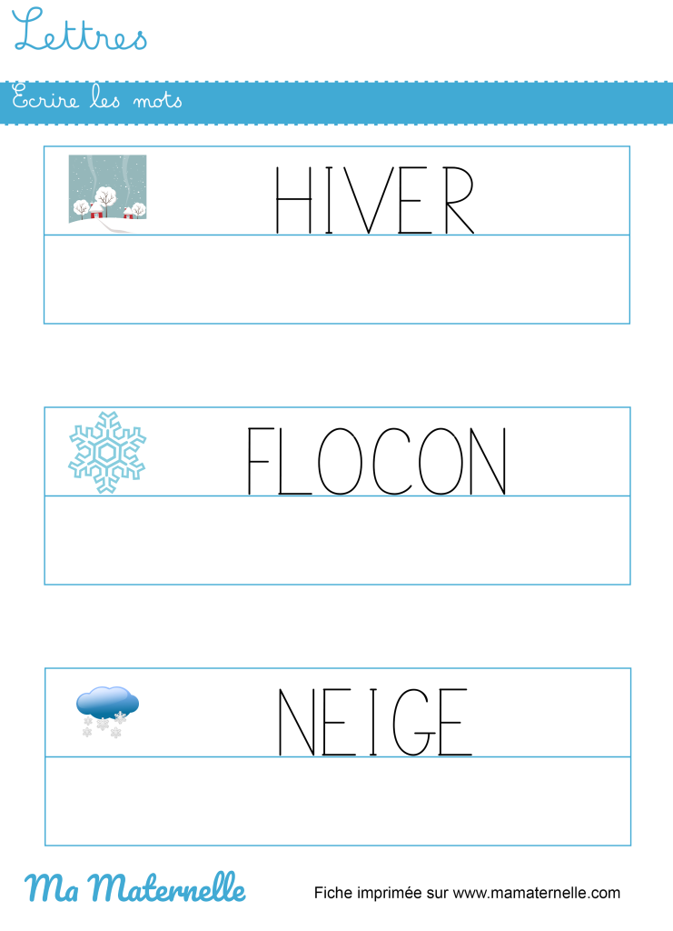 Moyenne section - Lettres : écrire les mots