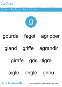 Grande section - Lettres : tableau à double entrées