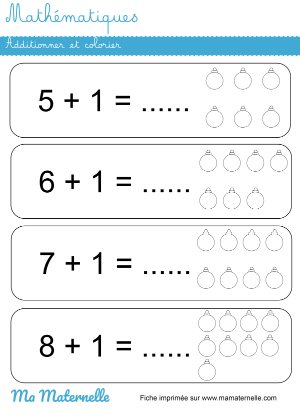 Math Matiques Additionner Et Colorier Ma Maternelle