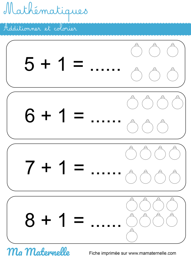 Grande section - Mathématiques : additionner et colorier