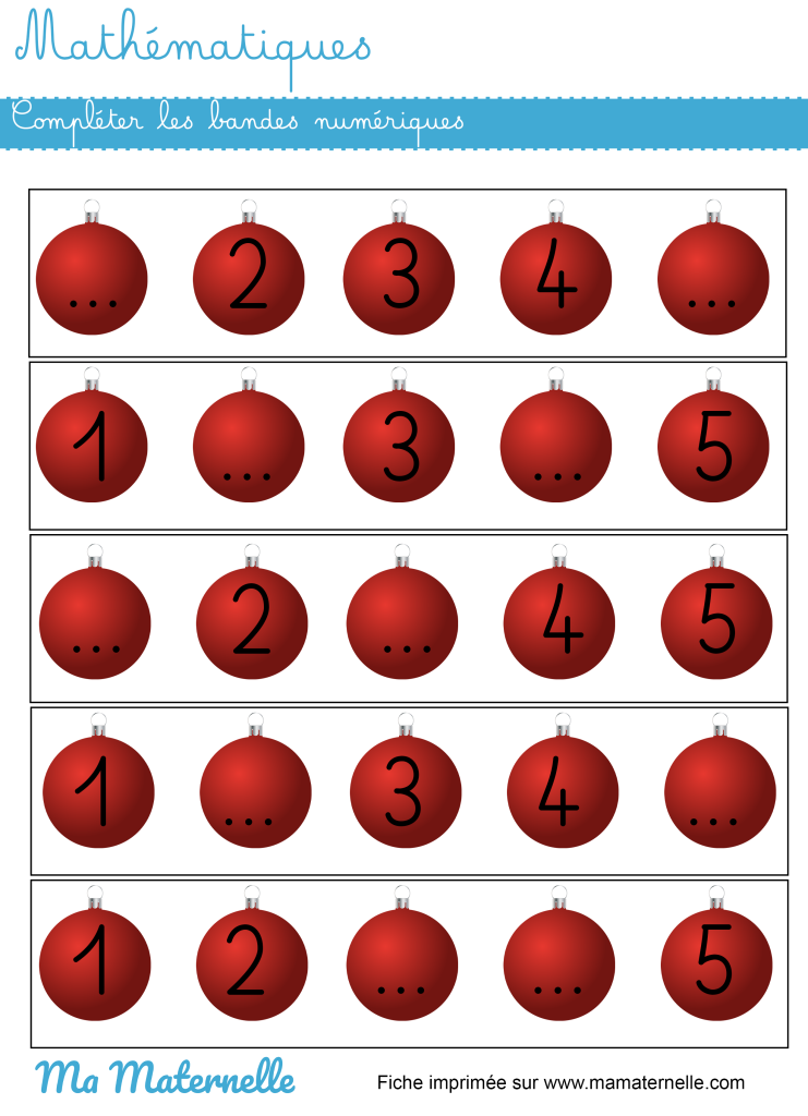 Moyenne section - Mathématiques : compléter les bandes numériques