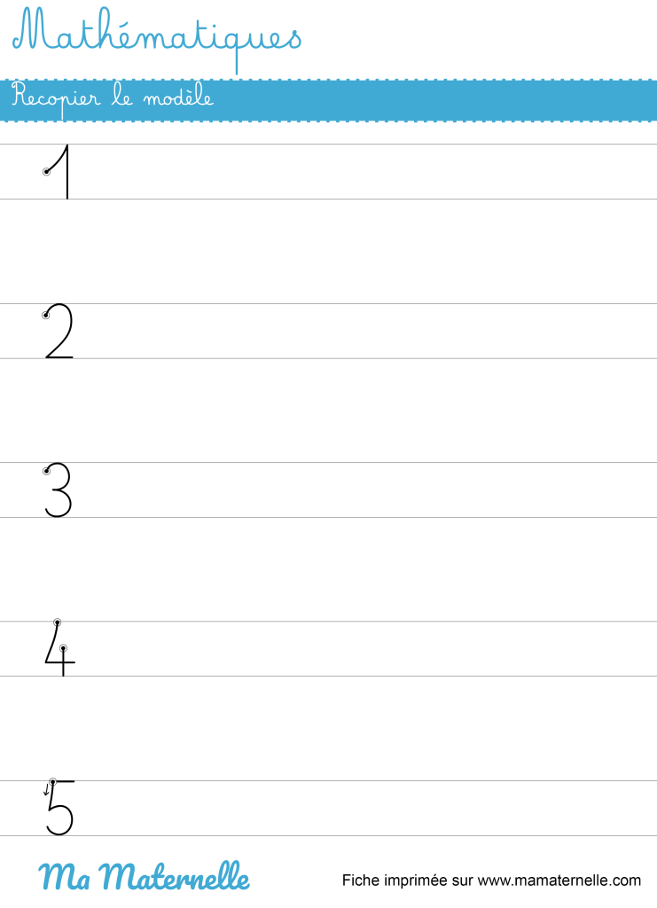Grande section - Mathématiques : recopier le modèle