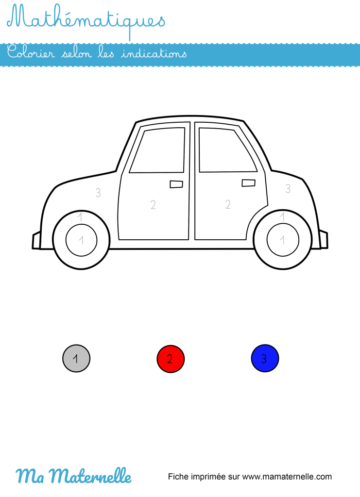 Petite section - Mathématiques : colorier selon les indications