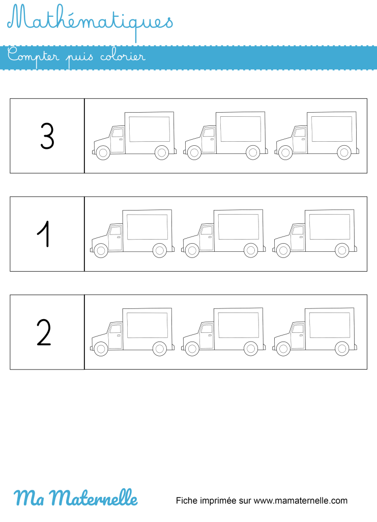 Petite section - Mathématiques : compter puis colorier