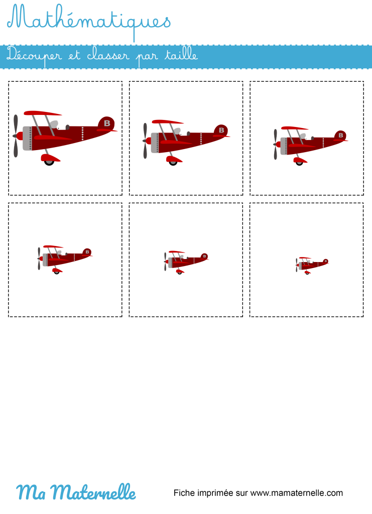 Petite section - Mathématiques : découper et classer par taille