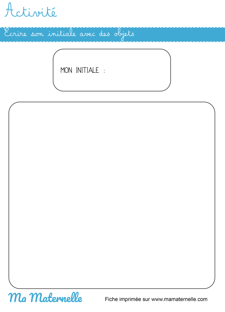 Activités - Activité : écrire son initiale avec des objets