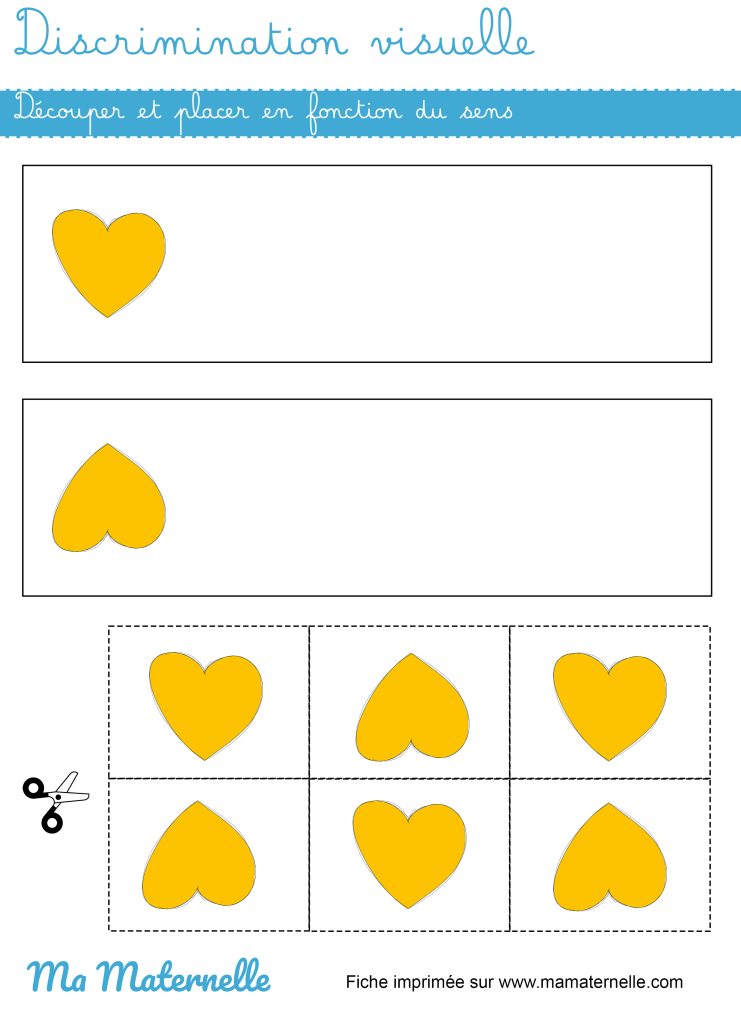 Moyenne section - Discrimination visuelle : placer en fonction du sens