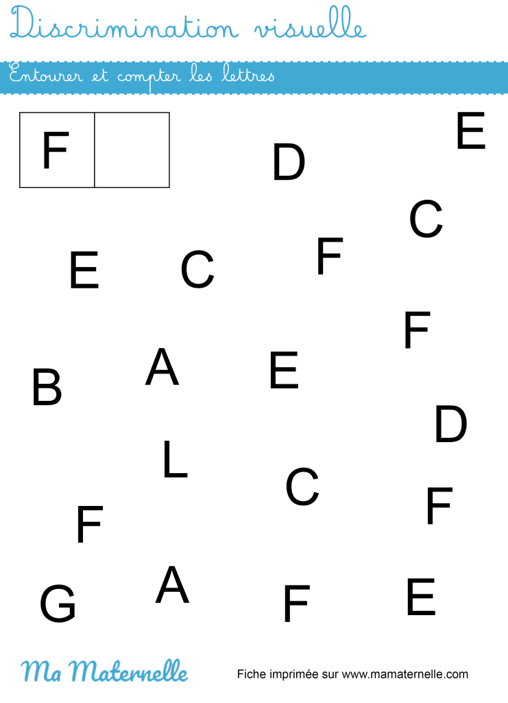 Moyenne section - Discrimination visuelle : entourer et compter les lettres