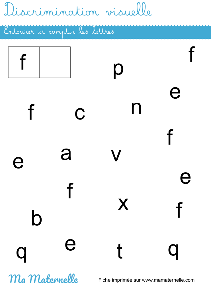 Moyenne section - Discrimination visuelle : entourer et compter les lettres