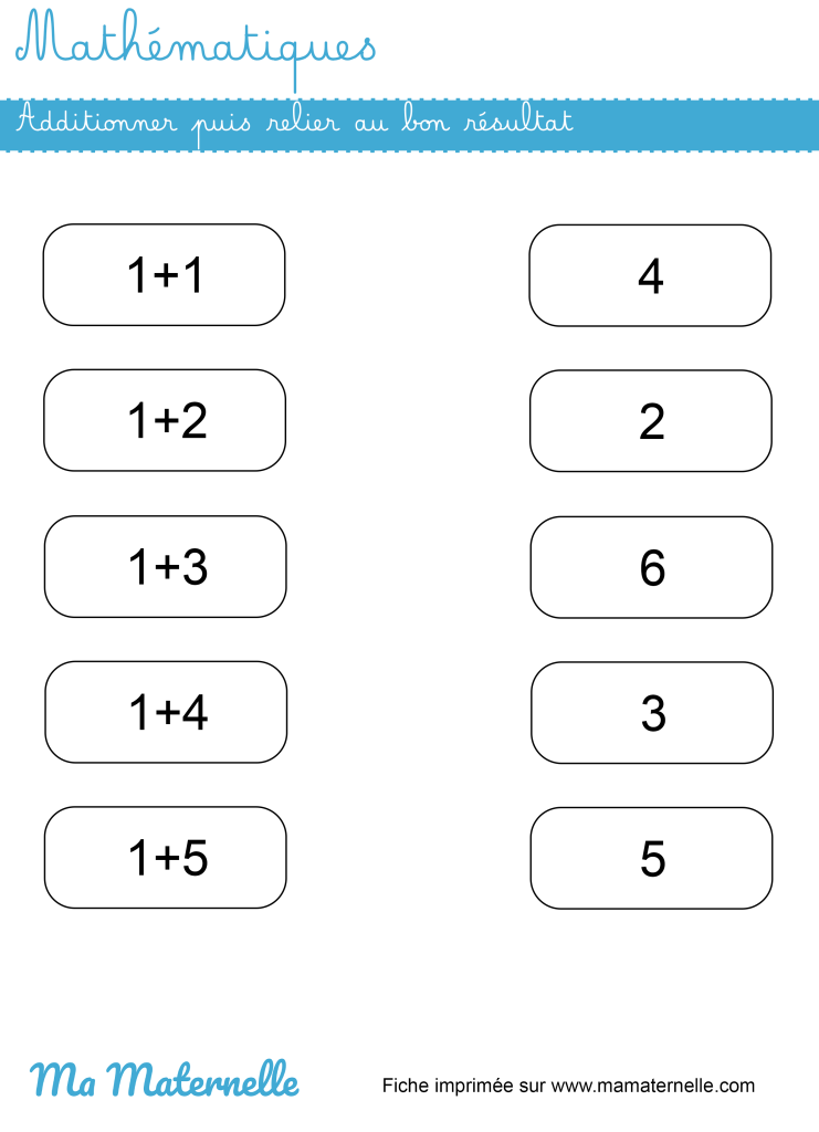 Grande section - Mathématiques : additionner puis relier