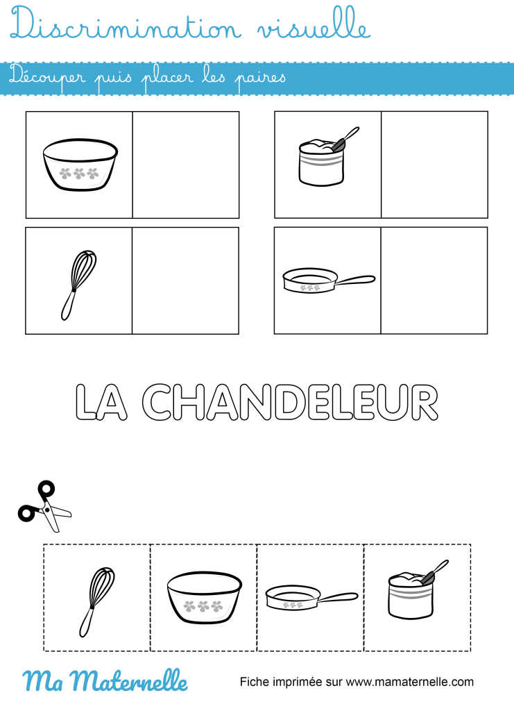 Petite section - Discrimination visuelle : découper et placer les paires