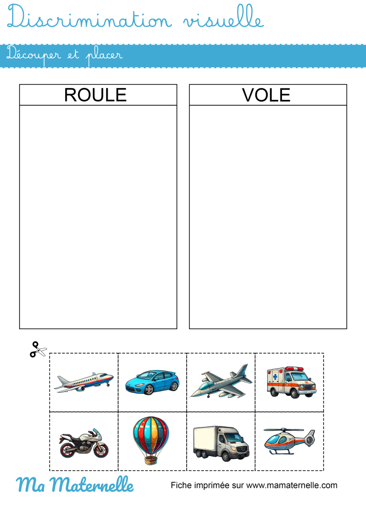 Moyenne section - Discrimination visuelle : découper et placer