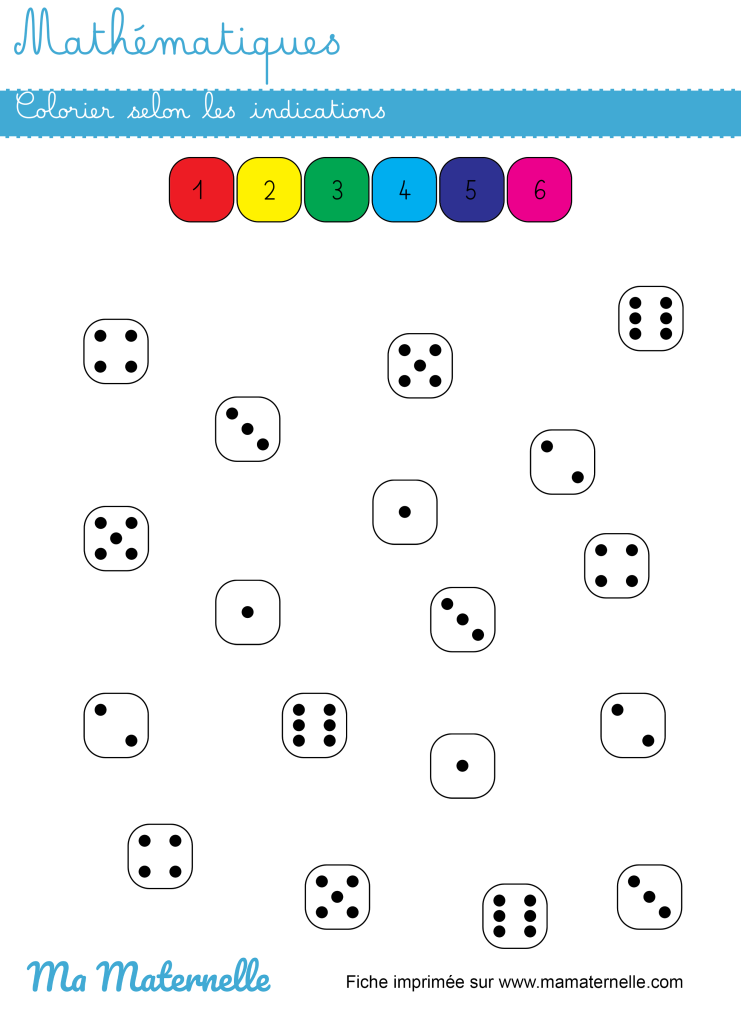 Moyenne section - Mathématiques : colorier selon les indications