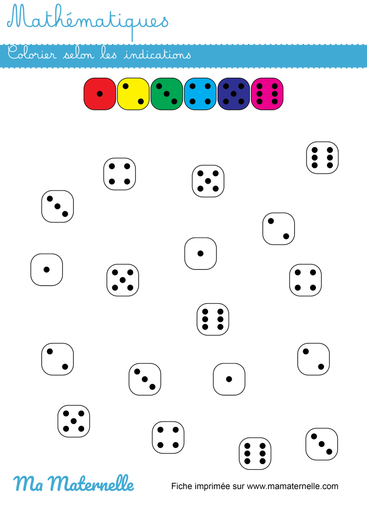 Moyenne section - Mathématiques : colorier selon les indications