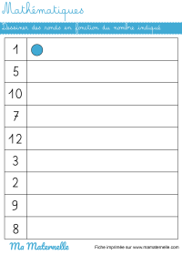 Grande section - Mathématiques : placer en fonction du nombre