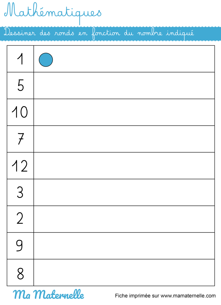 Grande section - Mathématiques : dessiner en fonction du nombre indiqué